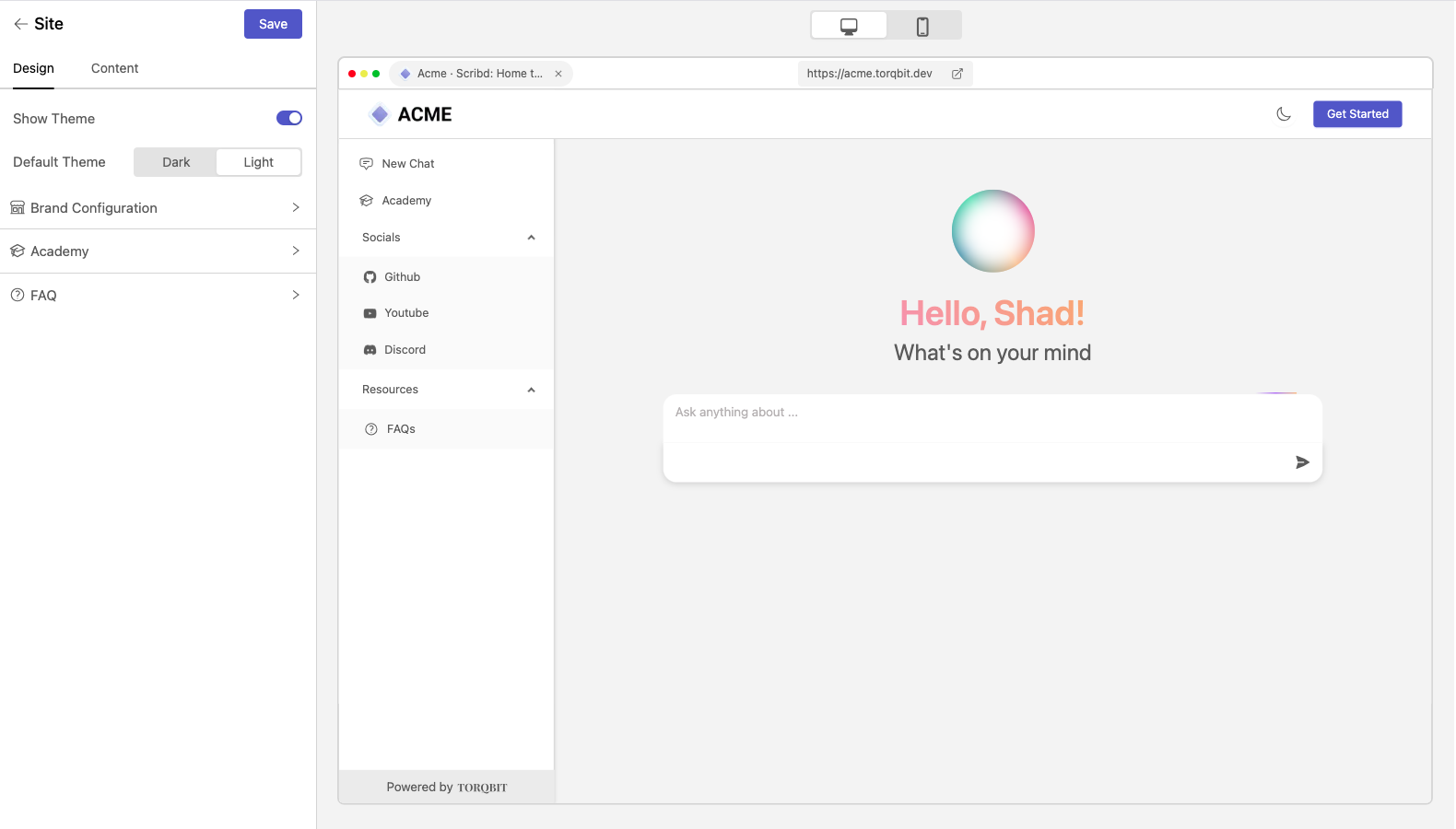 Customize Site